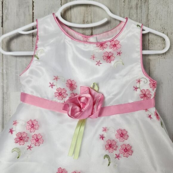 Youngland Baby Floral Dress White Pink Size 24 Months - Picture 4 of 9